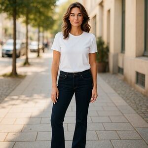 ✨ Polished Perfection: Talbots Dark Blue Structured Jeans – Size 14| 32”| EUC